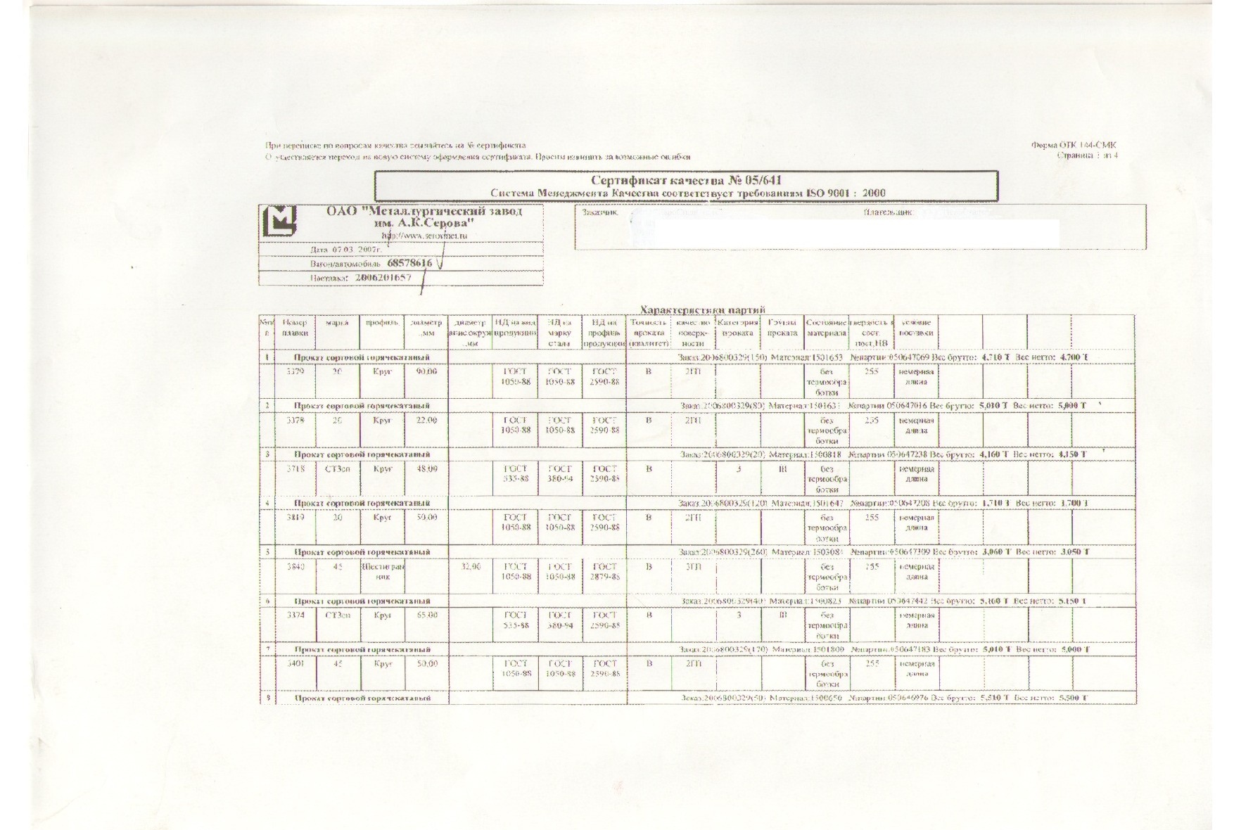 Сертификат на круг горячекатаный 65 ст.3сп от 2007-03 (1.1)